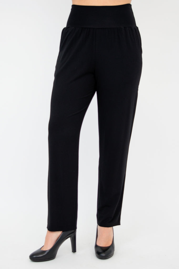 Clair Petite Bamboo Pants for Women - Soft & Comfortable Black Stretch Pants - Perfect for Yoga, Lounge & Travel