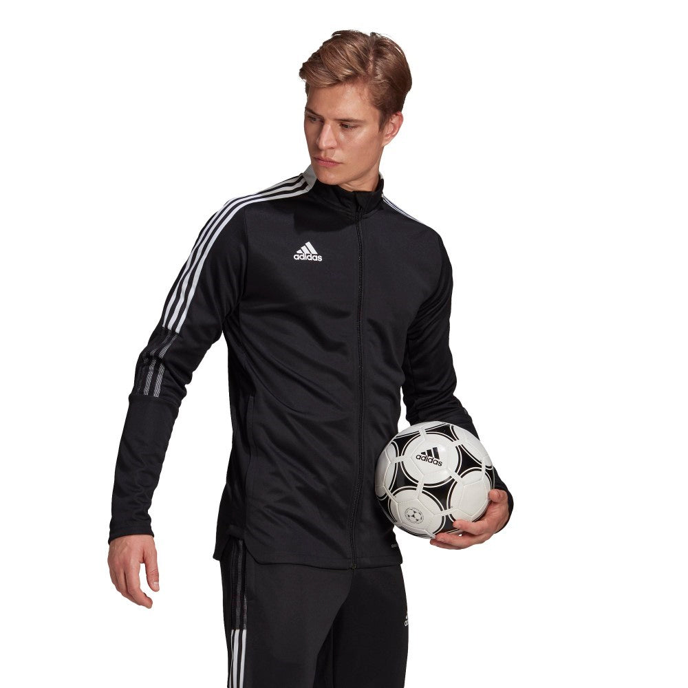 Adidas Adult Tiro 21 Track Jacket - Black/White - Men's Training & Running Jacket for Gym Workouts & Outdoor Sports