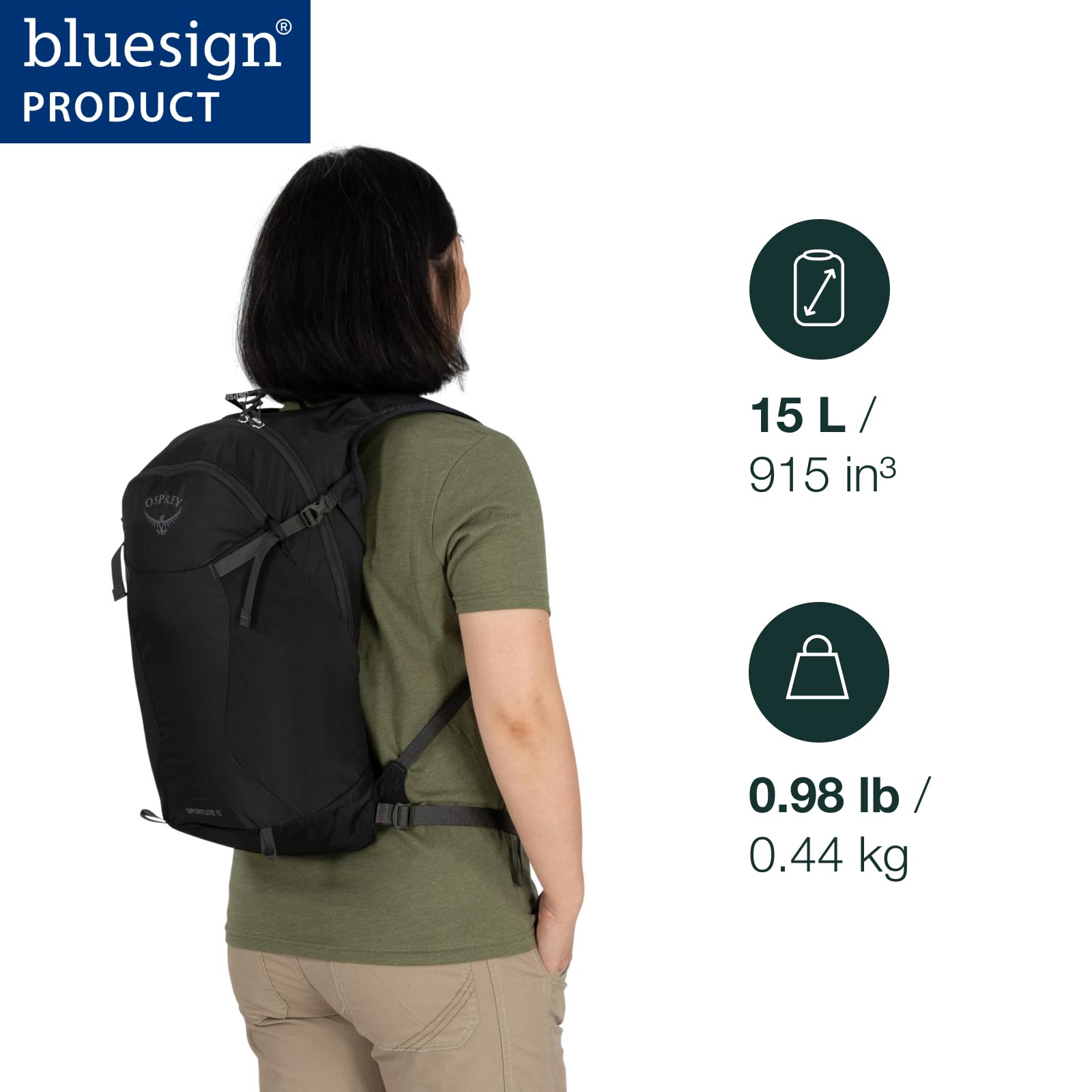 Osprey Sportlite 15L Unisex Hiking Backpack - Lightweight Daypack for Outdoor Adventures, Travel & Camping | Pine Leaf Green