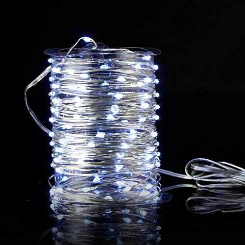 33.5ft White LED String Lights for Christmas Decorations - Waterproof Outdoor/Indoor Fairy Lights with 8 Modes - Perfect for Holiday Tree, Party, Wedding & Home Decor