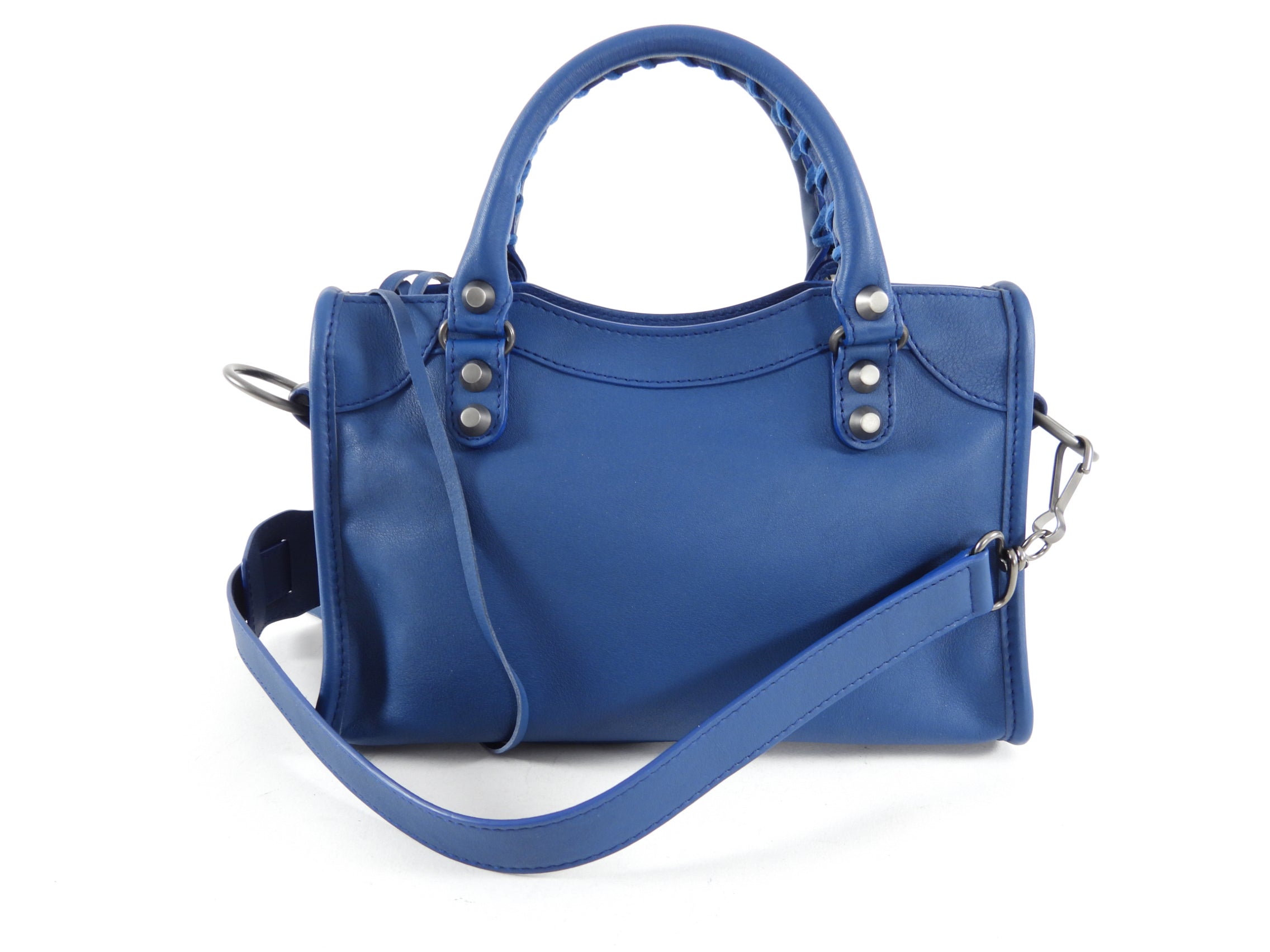 Balenciaga Mini City Bag in Dark Blue with Silver Hardware - Stylish Crossbody Purse for Women, Perfect for Everyday Use and Travel