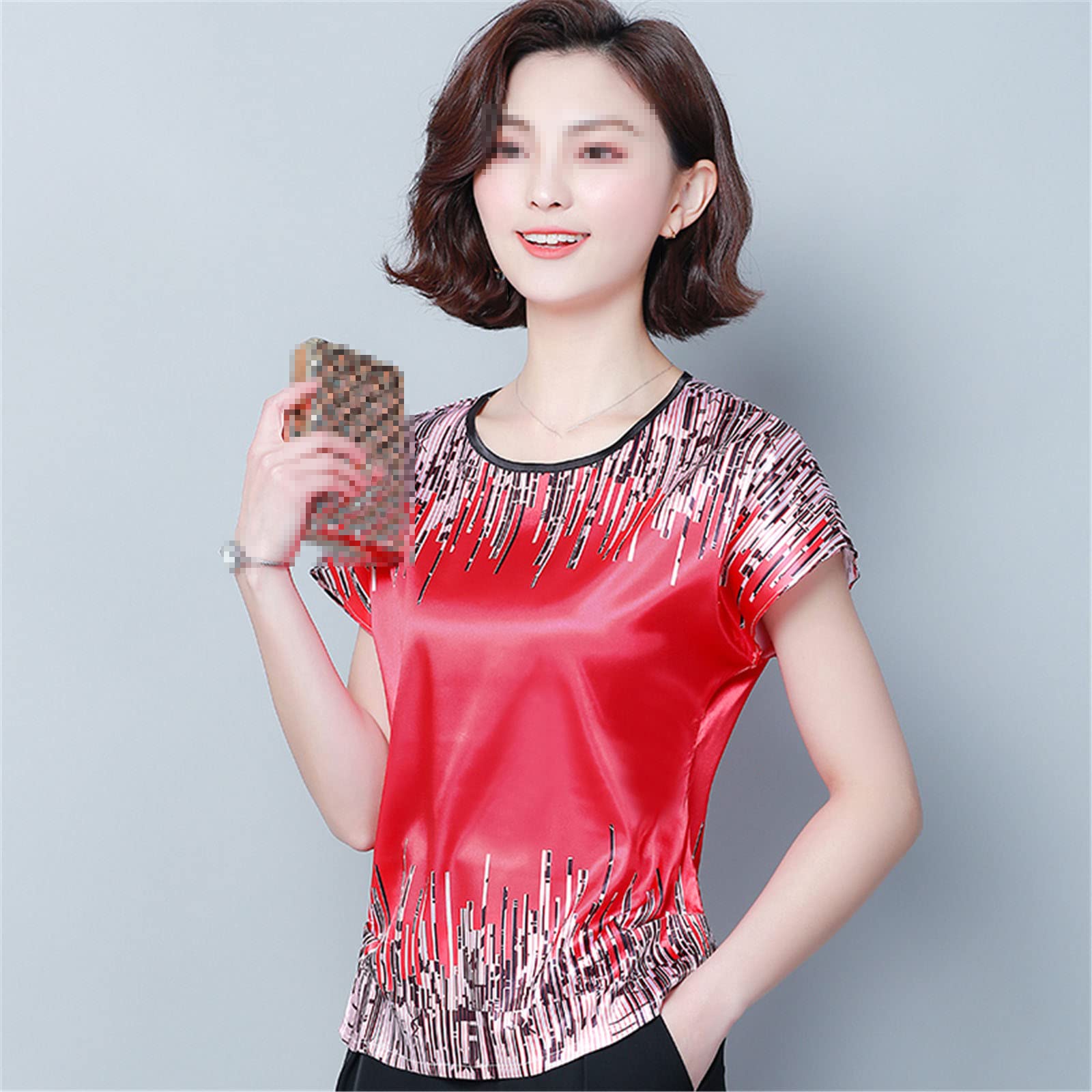 Women's Summer Short Sleeve Chiffon Blouse - Flowy Oversized Printed Top in White | Casual Wear, Beach Cover-Up & Office Outfit