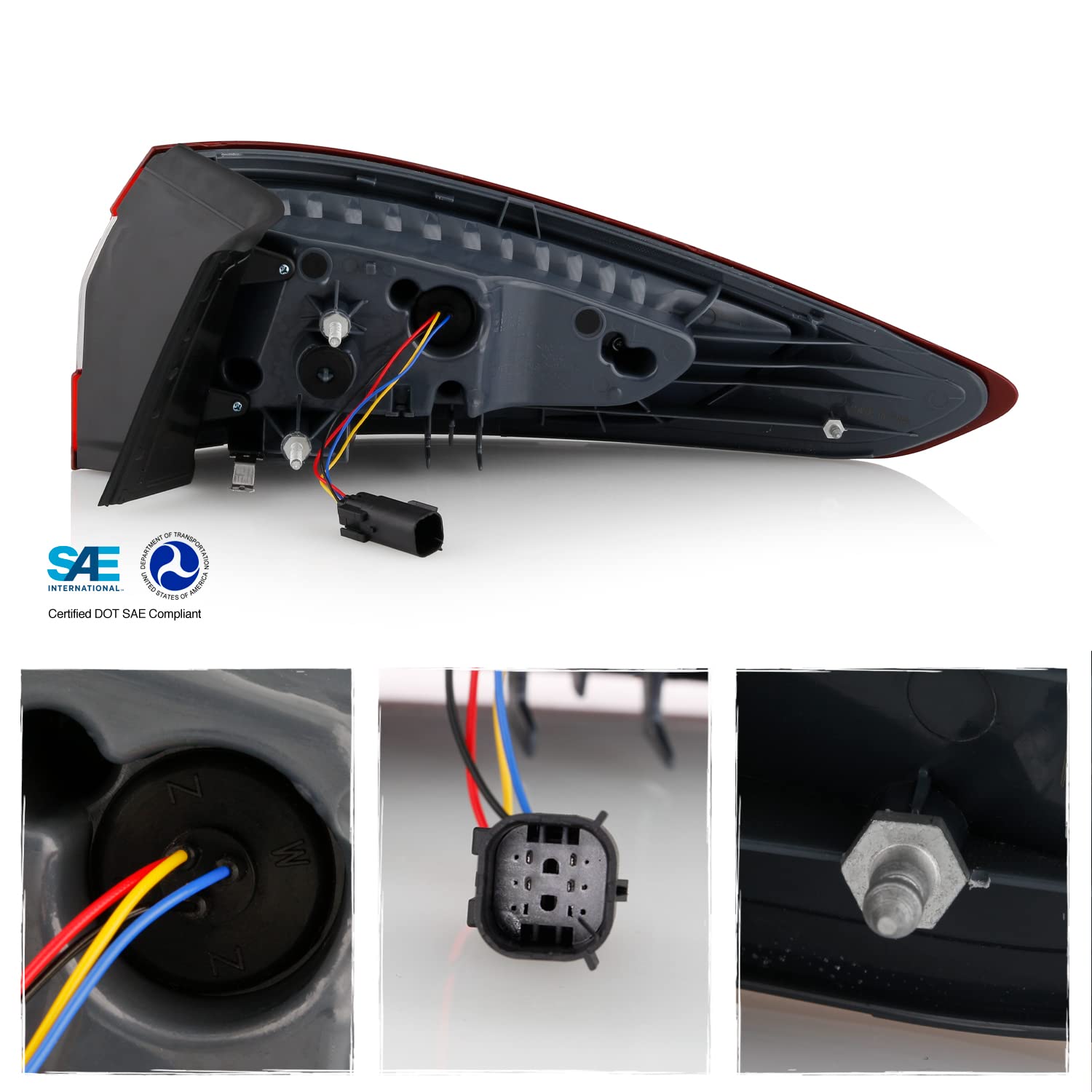 AKKON LED Red Tail Lamp Brake Lights Outer Pair for 2013-2016 Ford Fusion Titanium & Energi Sedan Models - Driver & Passenger Side Replacement - Perfect for Night Driving & Enhanced Safety