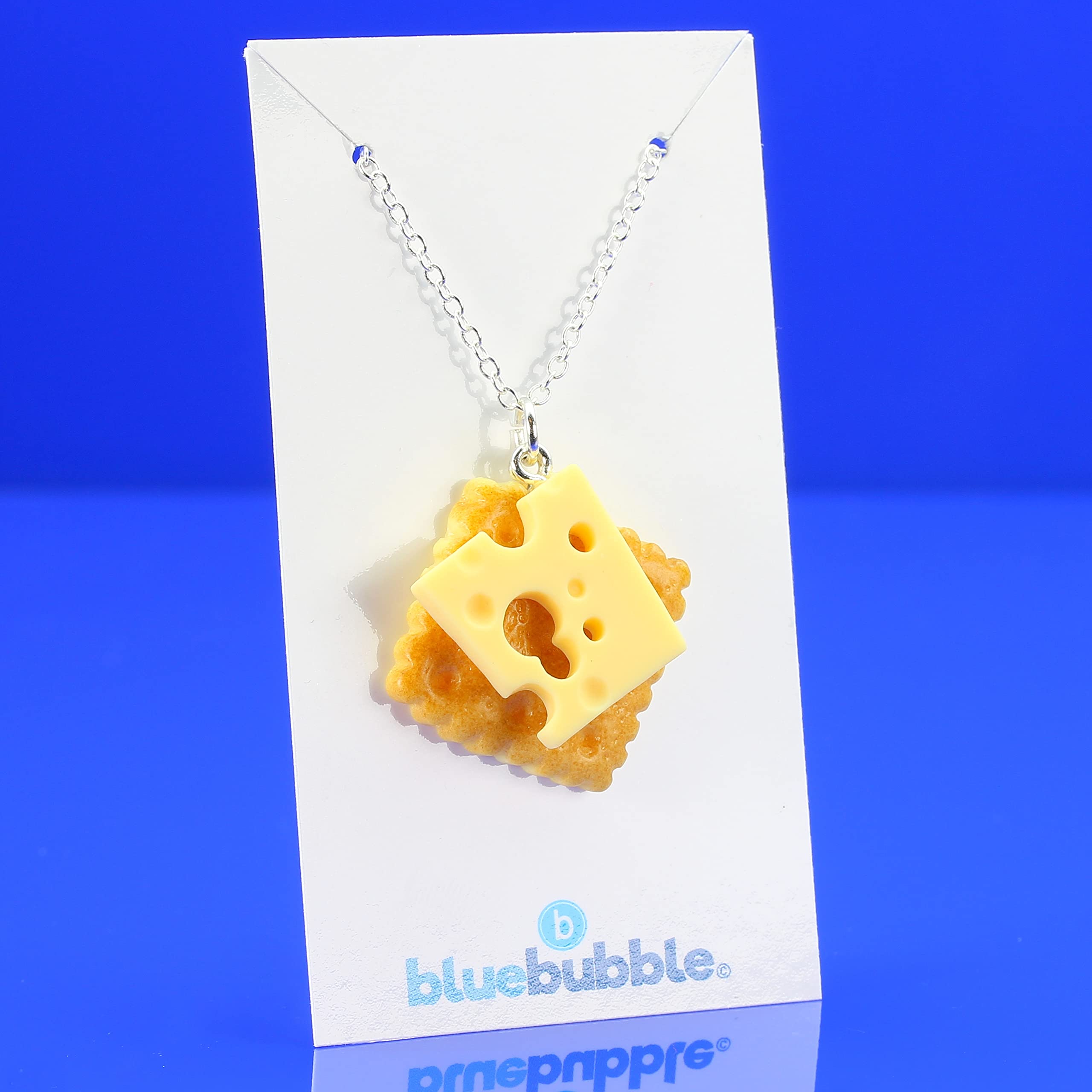 Bluebubble NIBBLES Cheese and Biscuit Charm Necklace - Cute Food Jewelry Gift for Women & Girls - Perfect for Birthdays, Parties & Everyday Wear