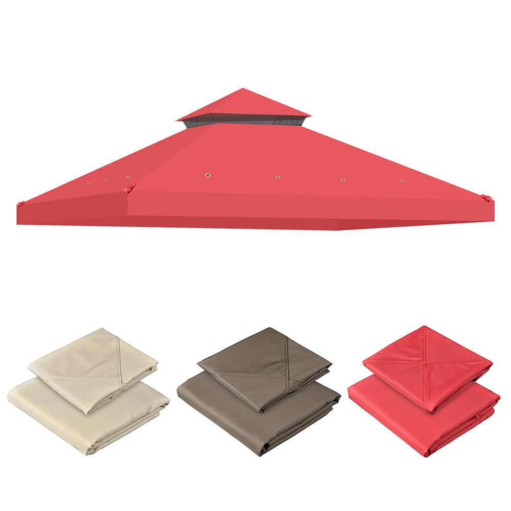 10x10ft 2-Tier Replacement Canopy Top for Crescent Gazebo - Durable Outdoor Shade Cover for Patio, Backyard, and Camping