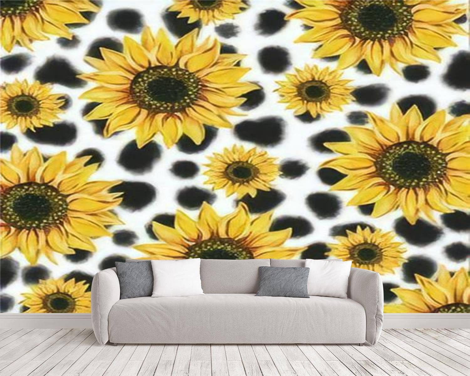 Peel and Stick Wallpaper - Abstract Watercolor Sunflowers & Animal Design | Self-Adhesive Wall Mural for Bedroom, Nursery & Home Decor | Easy DIY Wall Covering (105