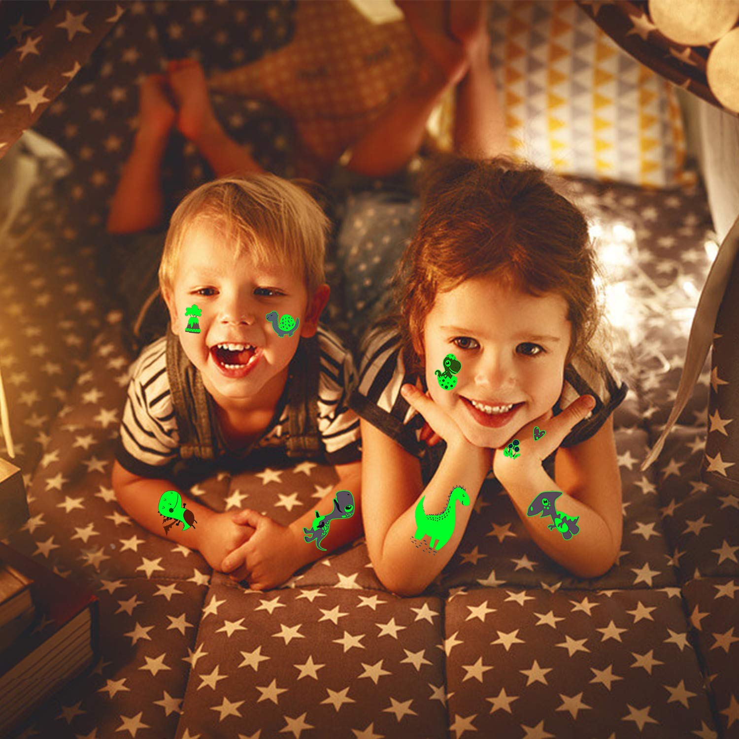 160 PCS Glow in the Dark Dinosaur Temporary Tattoos for Kids - Fun Party Favors, Birthday Decorations, Stocking Stuffers for Boys & Girls (20 Sheets) - Perfect for Birthday Parties, Halloween Costumes & Dinosaur Themed Events
