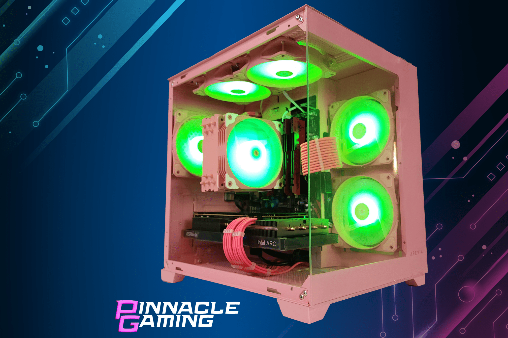 Custom Gaming Desktop PC - Intel Core i5, RTX 4060, 2TB SSD, 32GB DDR4, Pink Prism Case - High Performance Computer for Esports, Streaming & VR Gaming