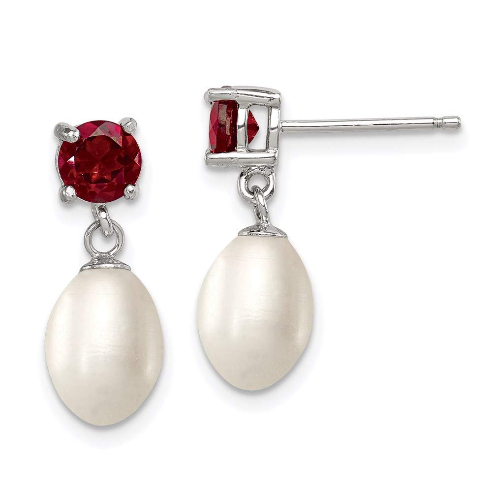 925 Sterling Silver Garnet and Freshwater Pearl Teardrop Earrings for Women | Elegant Dangle Jewelry Gift for Her (7-8mm) | Perfect for Weddings, Parties & Special Occasions
