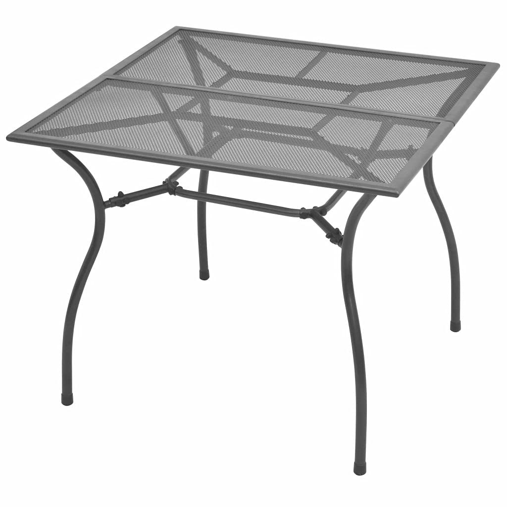Rust-Resistant Outdoor Metal Bar Table with Mesh Top - Weatherproof Square Patio Dining & Cocktail Table in Anthracite - Perfect for Backyard, Garden, and Poolside Entertaining