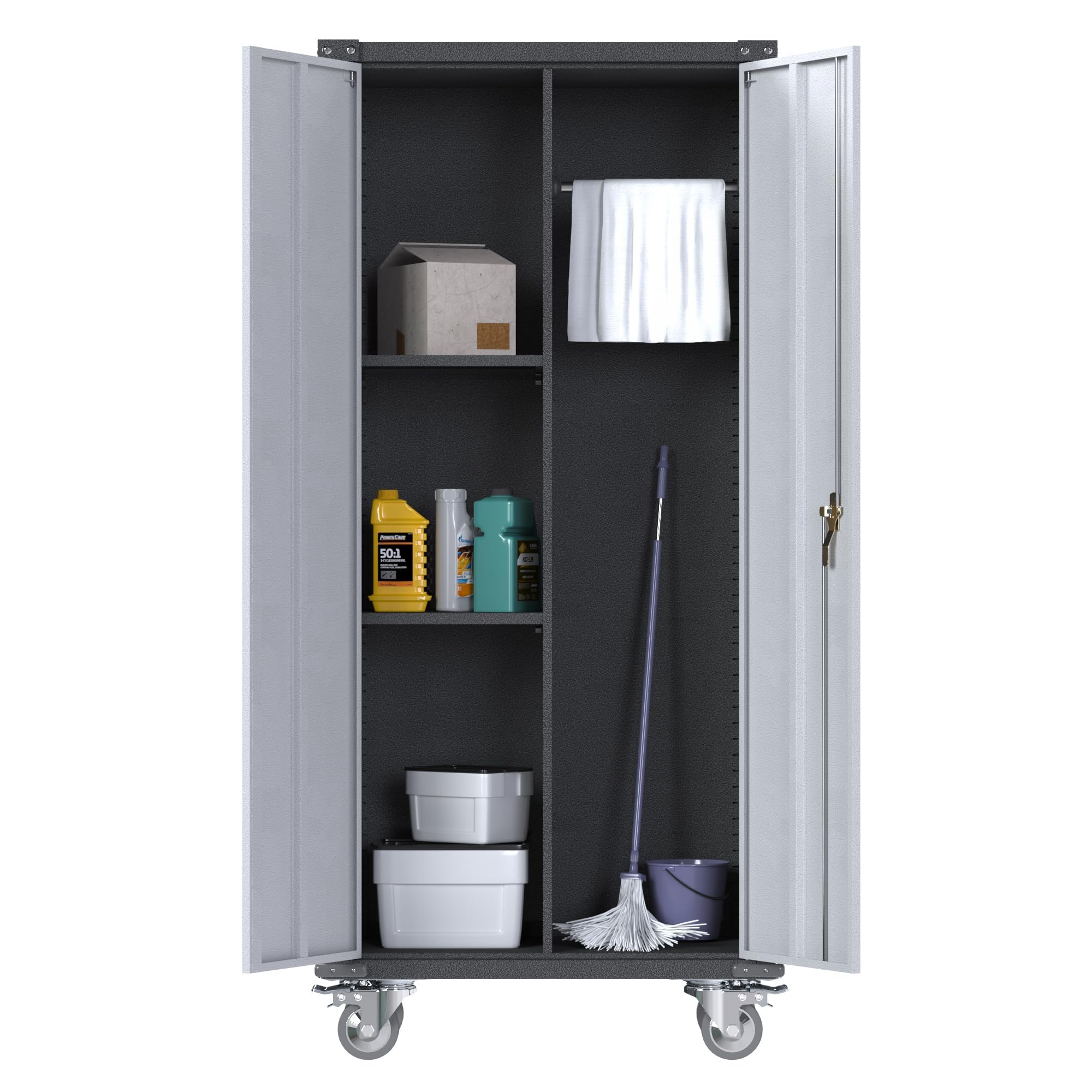 Heavy-Duty Metal Garage Storage Cabinet with Wheels - 71