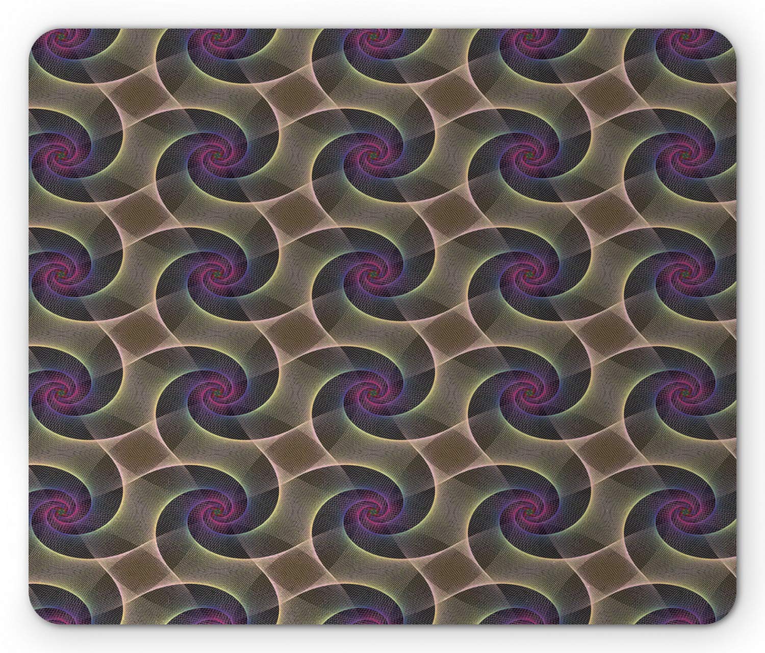 Ambesonne Abstract Mouse Pad with Vortex Spirals Design - Non-Slip Rubber Base, Standard Size Rectangle Mousepad in Pale Eggplant & Multicolor - Perfect for Office, Gaming & Home Computer Use