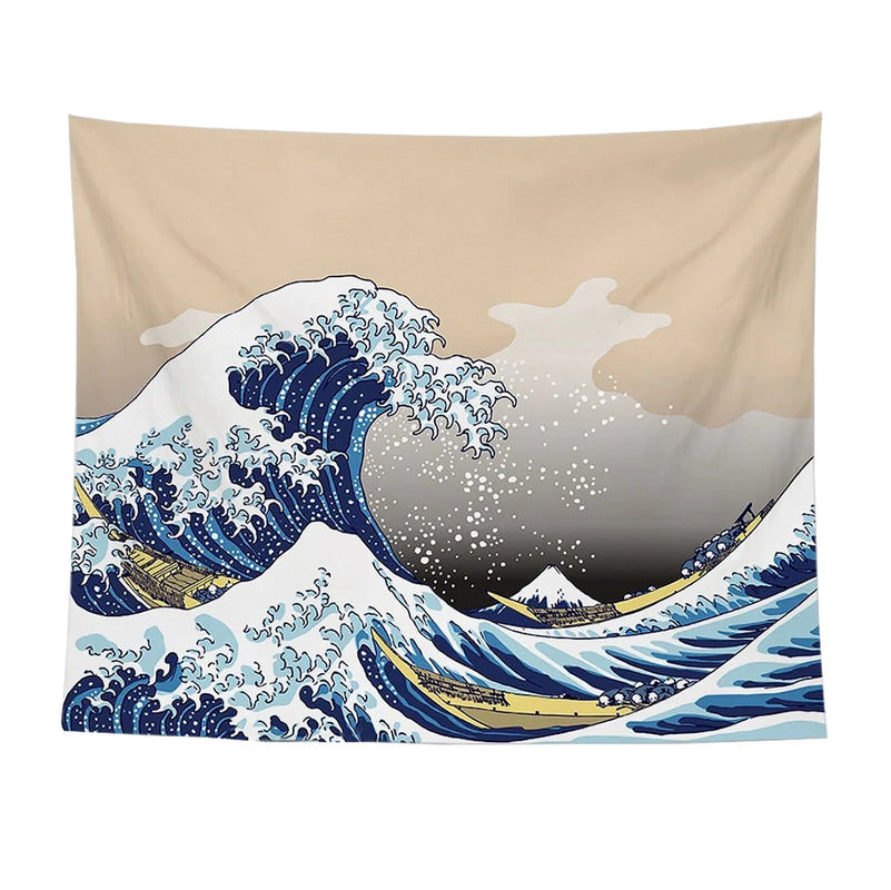 Japanese Hokusai Kanagawa Wave Tapestry Wall Hanging - Vintage Ocean Art Decor for Living Room, Bedroom & Office