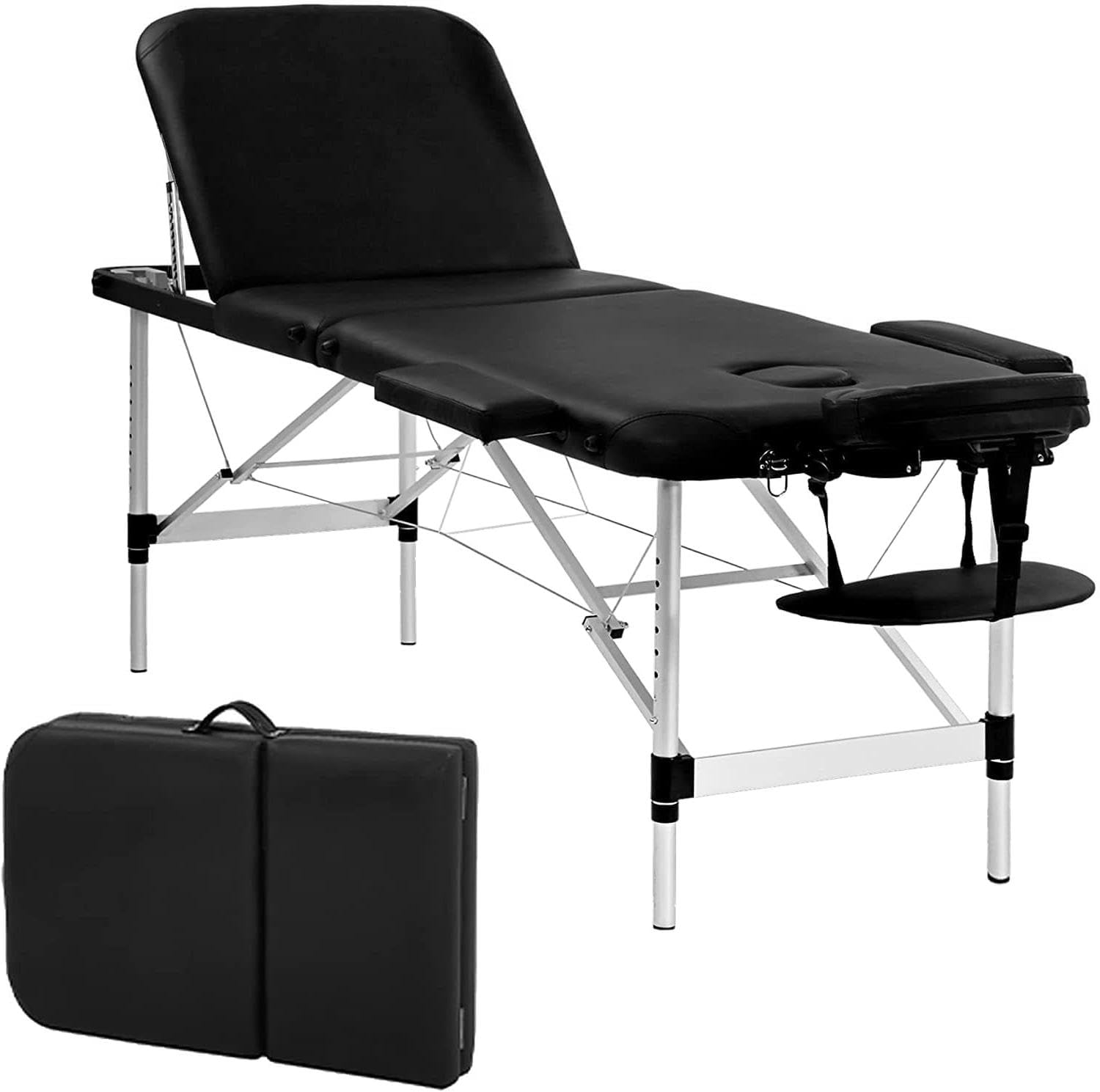 Portable Massage Table - Adjustable Height Aluminum Folding Spa Bed with Non-Woven Carrying Bag | Professional Massage Therapy, Home Spa, Beauty Salon & Lash Extension Use