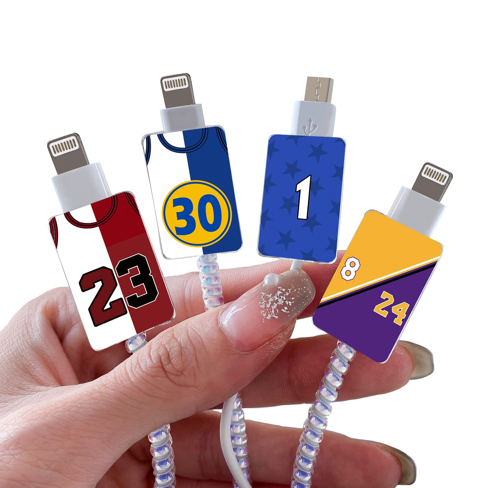 Basketball-Themed Cable Bite Protector for iPhone & Type-C Chargers | Cool Number Pattern Phone Charger Saver | Durable Cord Protector for Sports Fans, Men & Kids | Perfect for Gaming, Travel & Daily Charging