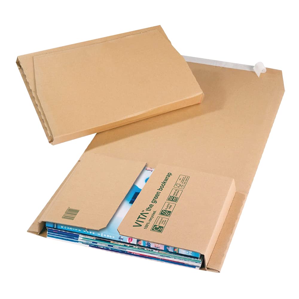 Eco-Friendly Recycled Kraft Cardboard Book Wraps 9.76 x 6.5 x 2.75 inches (248 x 165 x 70 mm) - 25 Pack | Sustainable Packaging for Books, Gifts & Stationery | Perfect for Bookstores, Libraries & Eco-Conscious Shoppers
