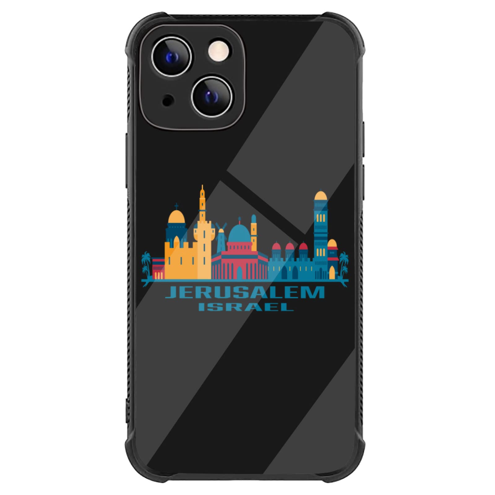 Shockproof iPhone 13 Case with Jerusalem Design - Hard PC Back & TPU Bumper, Anti-Scratch Protective Cover for iPhone 13 (6.1 inch 5G, 2021 Model) - Perfect for Travel, Daily Protection & Style