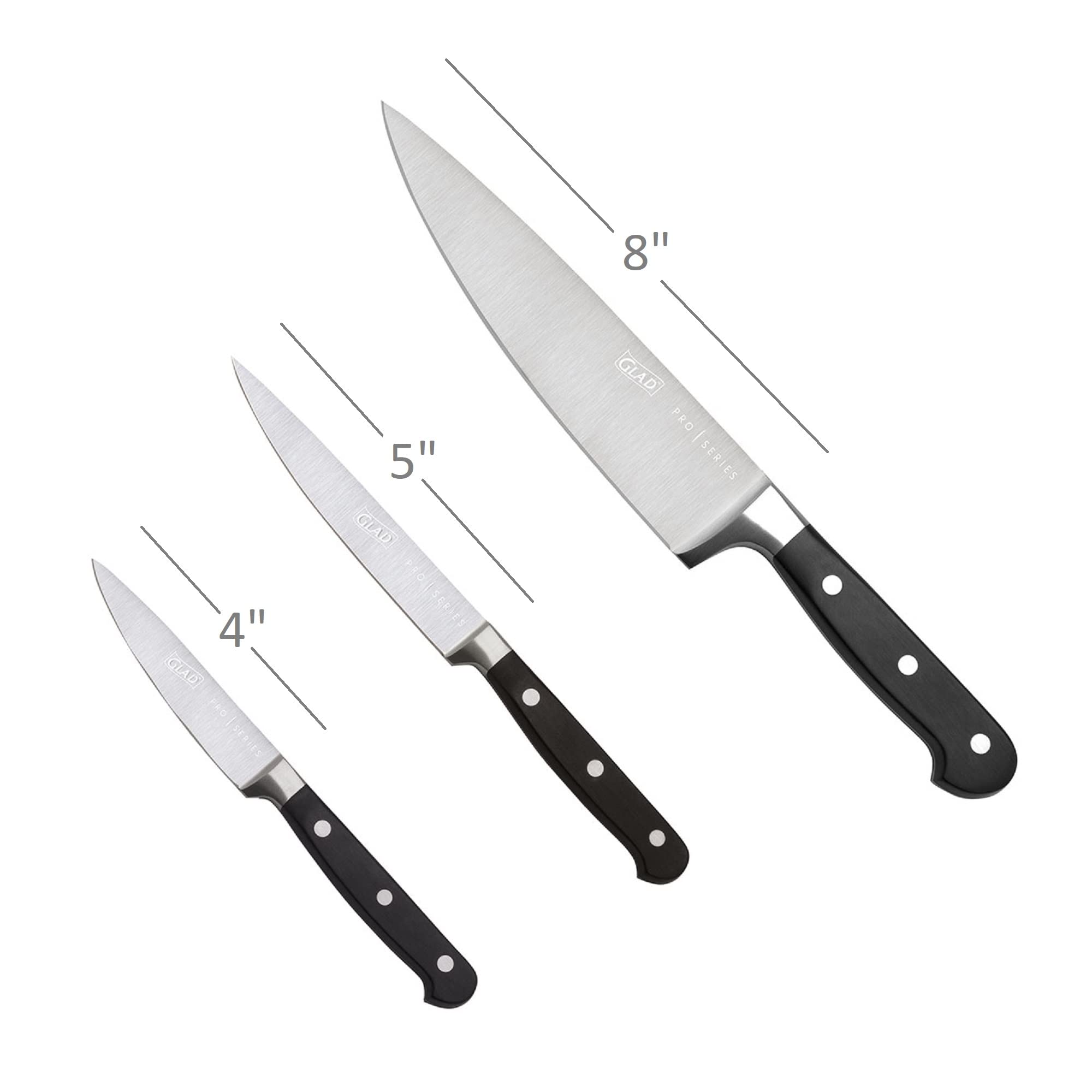 Premium 3-Piece Kitchen Knife Set - Stainless Steel Paring, Utility & Chef Knives with Razor-Sharp Rust-Resistant Blades | Professional Cutlery for Cooking, Slicing & Food Prep | Ideal for Home Chefs & Culinary Enthusiasts