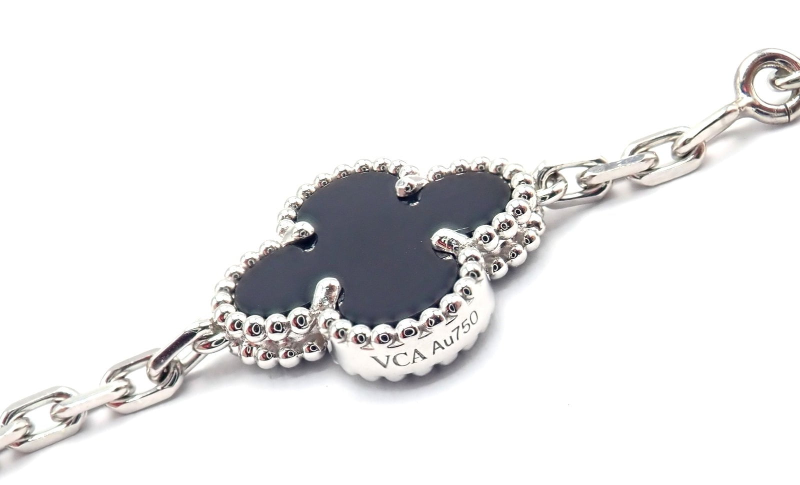 Van Cleef & Arpels 18k Gold 20 Motif Vintage Alhambra Diamond Onyx Necklace with Certificate - Luxury Jewelry for Women, Perfect for Weddings, Anniversaries & Special Occasions