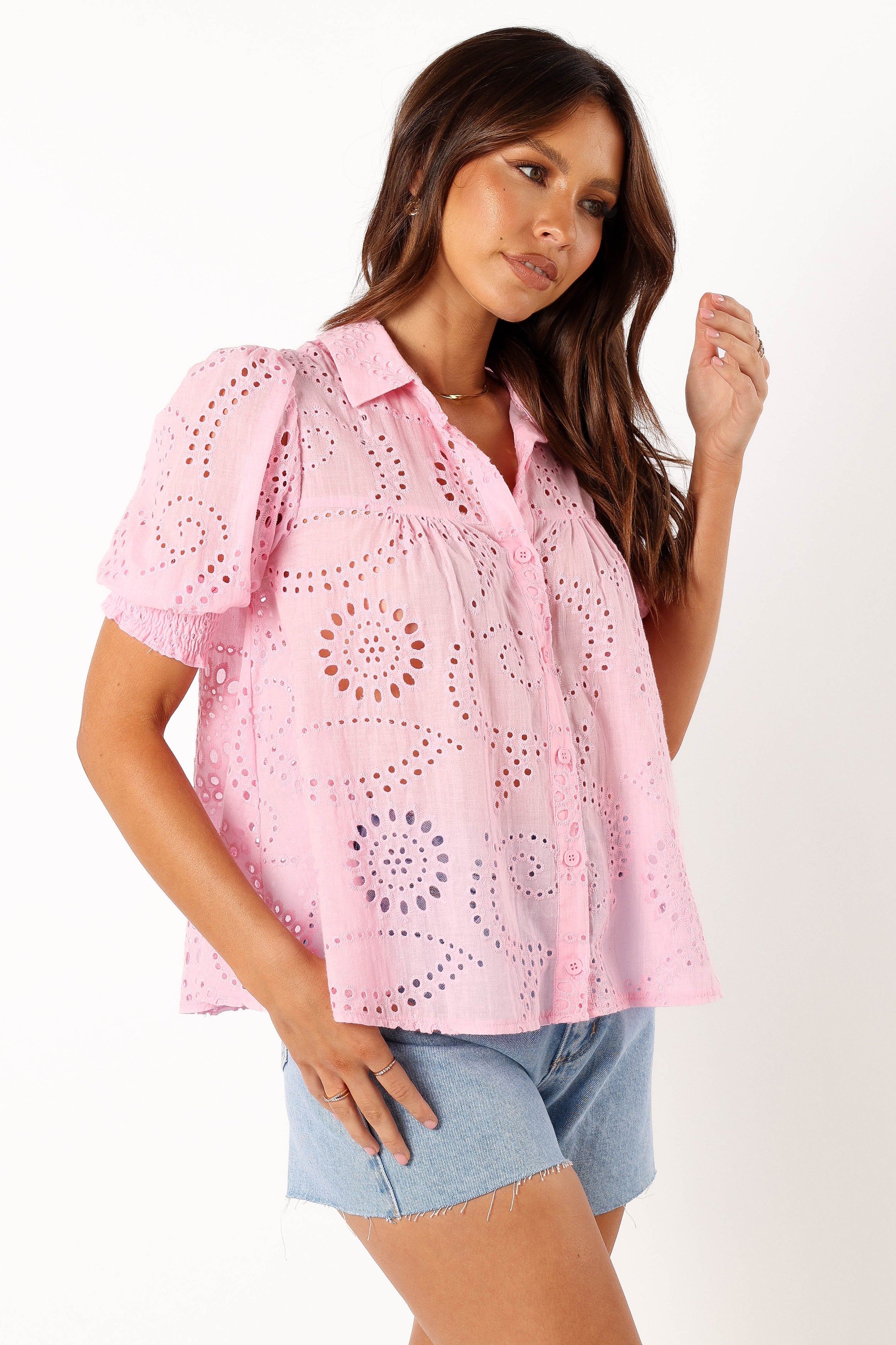 Janelle Women's Casual Pink Top - Flowy Blouse for Summer, Office, and Date Night Outfits