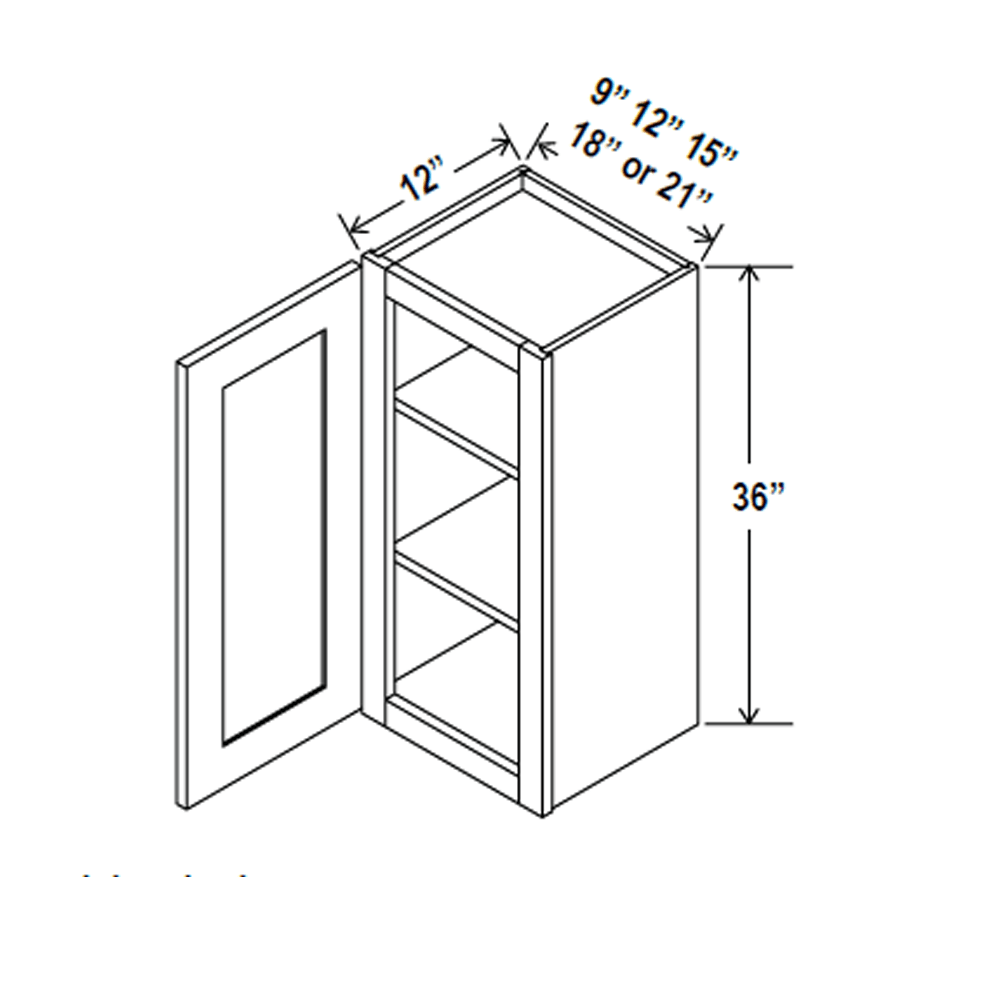 36 Inch Wall Cabinet - 18W x 36H x 12D Charleston Saddle RTA - Perfect for Bathroom, Kitchen, or Laundry Room Storage Organization