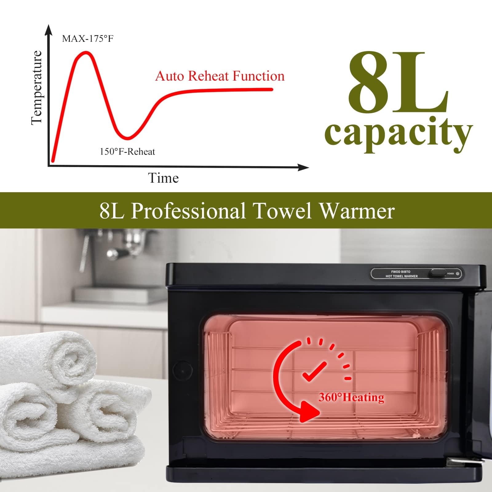 Premium 8L Hot Towel Warmer for Spa & Salon - Professional Facial Towel Warmer Cabinet - Perfect for Estheticians, Barbershops & Home Spa Treatments - Fast Heating & Compact Design