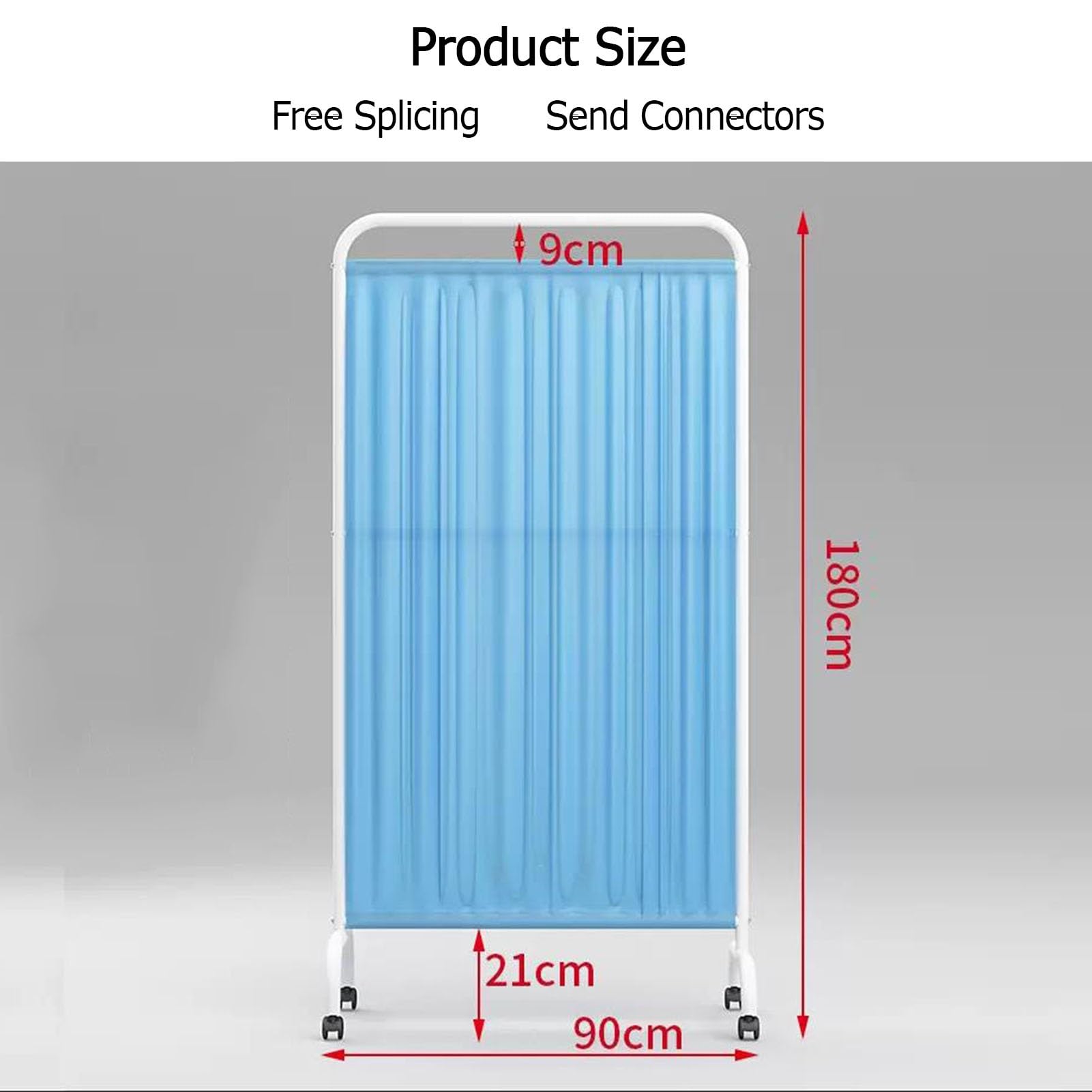 6ft High Mobile Medical Privacy Screen - 3-Panel Folding Rolling Partition with Wheels for Clinics, Beauty Salons & Offices | Blue | Ideal for Patient Privacy, Room Dividers & Workspace Separation