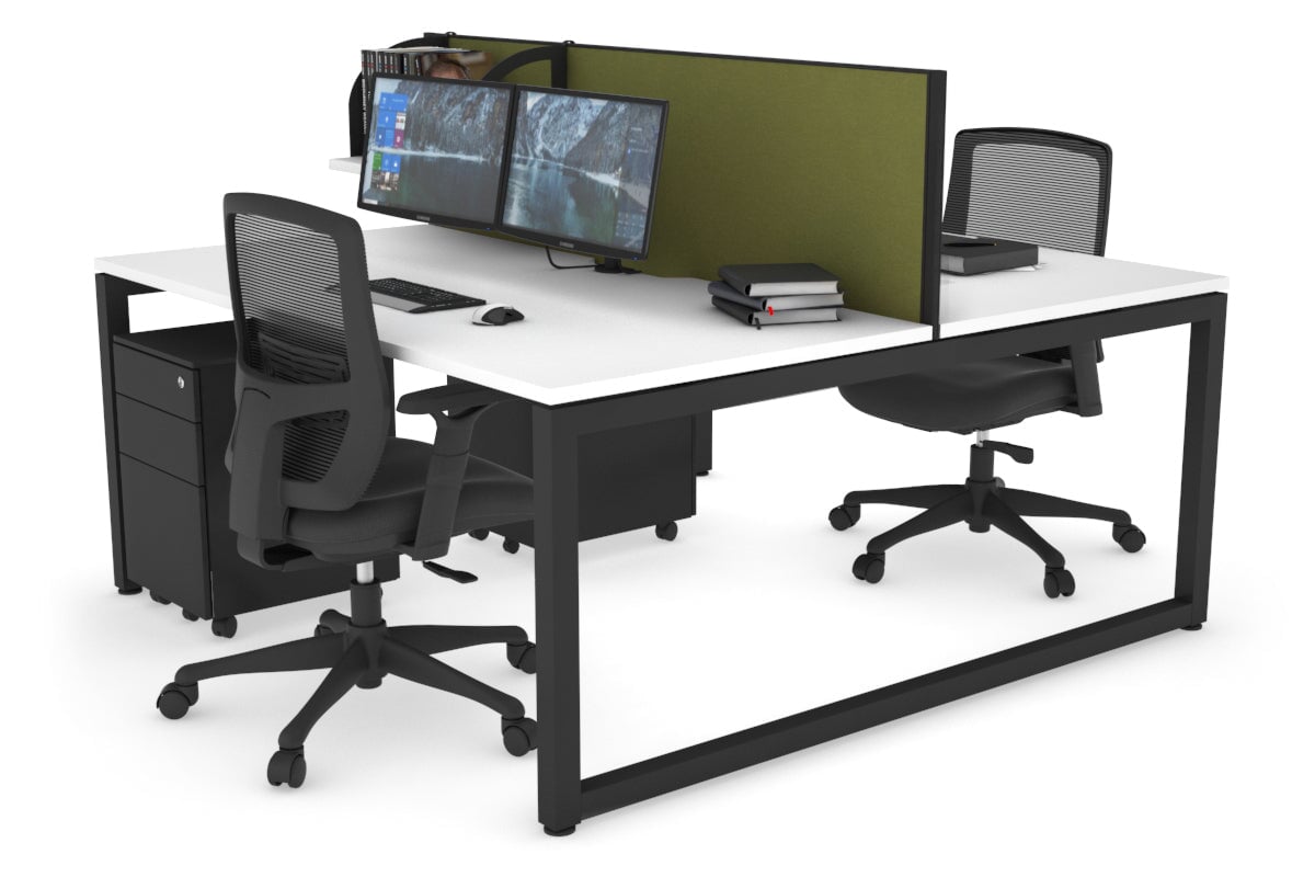 Quadro Loop Legs 2-Person Office Workstation - 1200L x 800W with Cable Management Scallop - Perfect for Collaborative Workspaces & Shared Office Desks