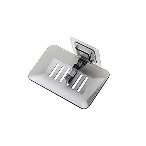 Gray Wall Mounted Soap Dish & Sponge Holder - Bathroom Shower Organizer with Drain Holes, Space Saving Soap Box Storage Rack for Shower, Kitchen Sink, and Countertop Organization