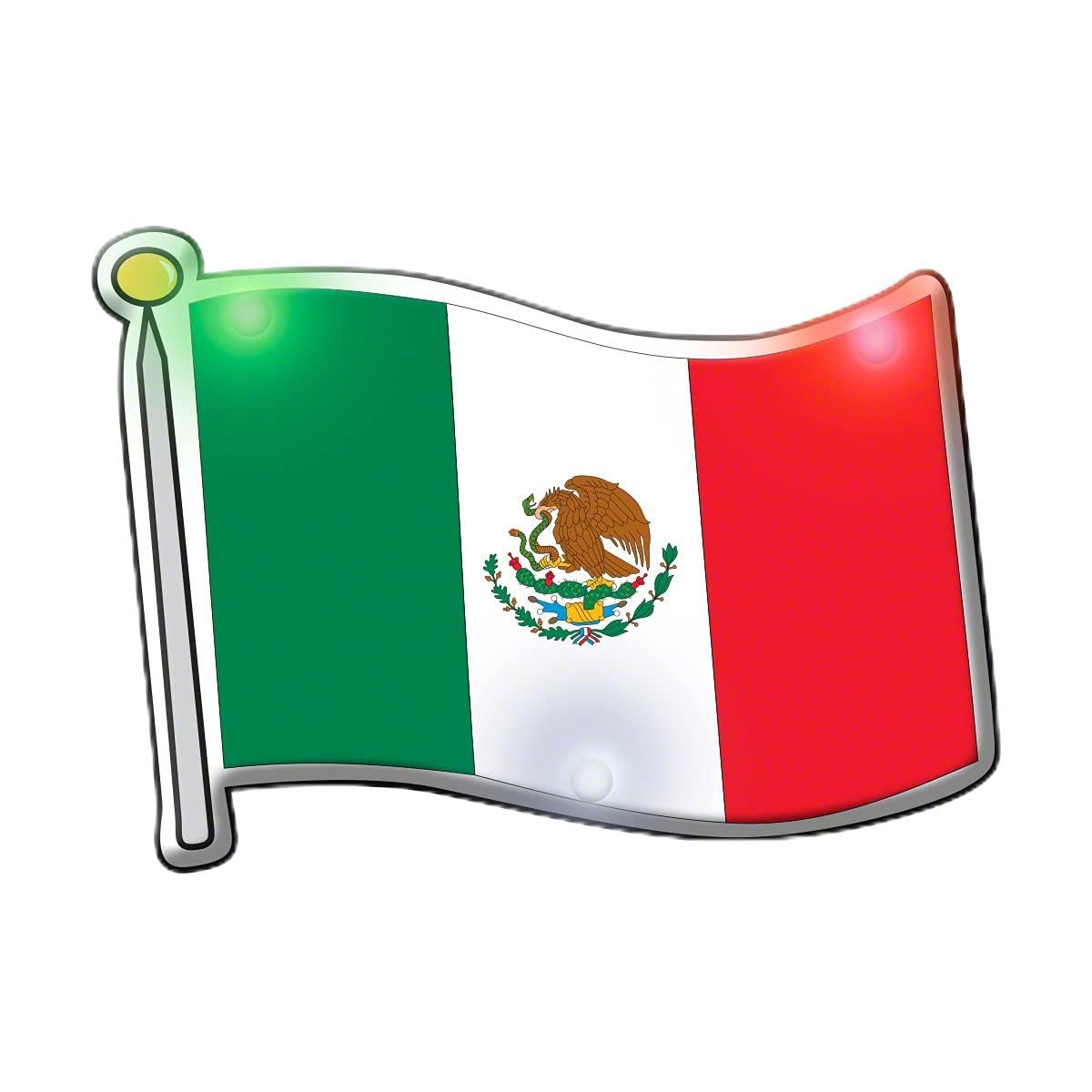 25 Pack Mexican Flag Flashing Pin Badges - LED Light Up Party Favors for Cinco de Mayo, Independence Day & Patriotic Celebrations
