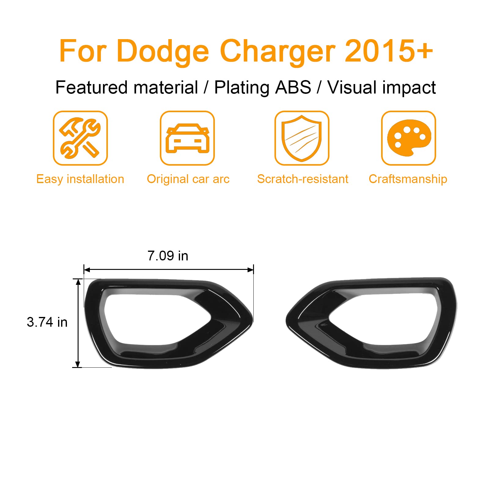 Hoolcar Black Front Bumper Center Grill Cover Trim for 2015-2021 Dodge Charger R/T Scat Pack | Exterior Upgrade & Protection for Car Enthusiasts | Perfect for Customization, Car Shows, and Daily Driving