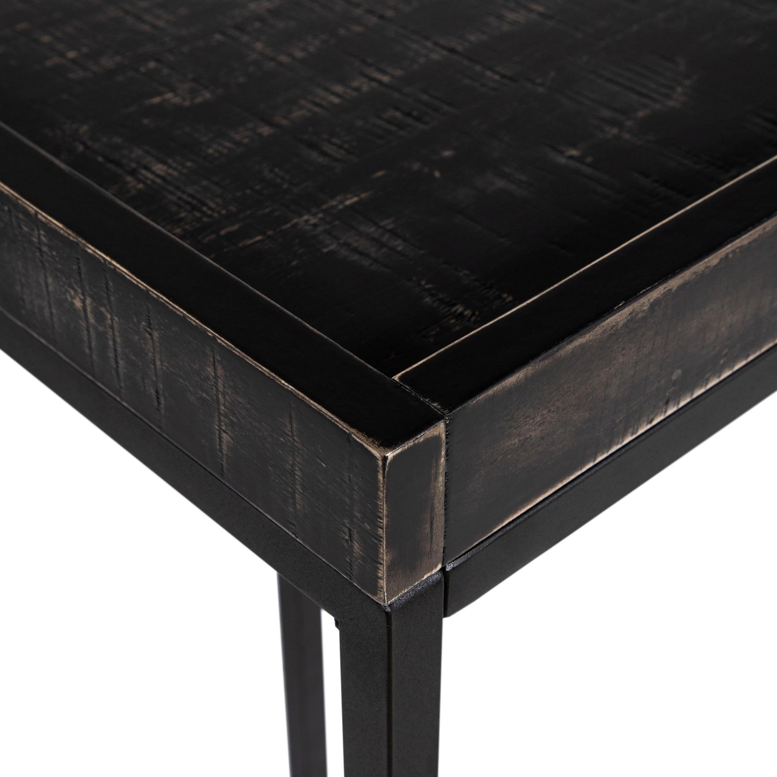 Timor Modern Wood Computer Desk with USB Port - Black Home Office Desk for Work, Study & Gaming | Space-Saving Design for Small Rooms & Apartments