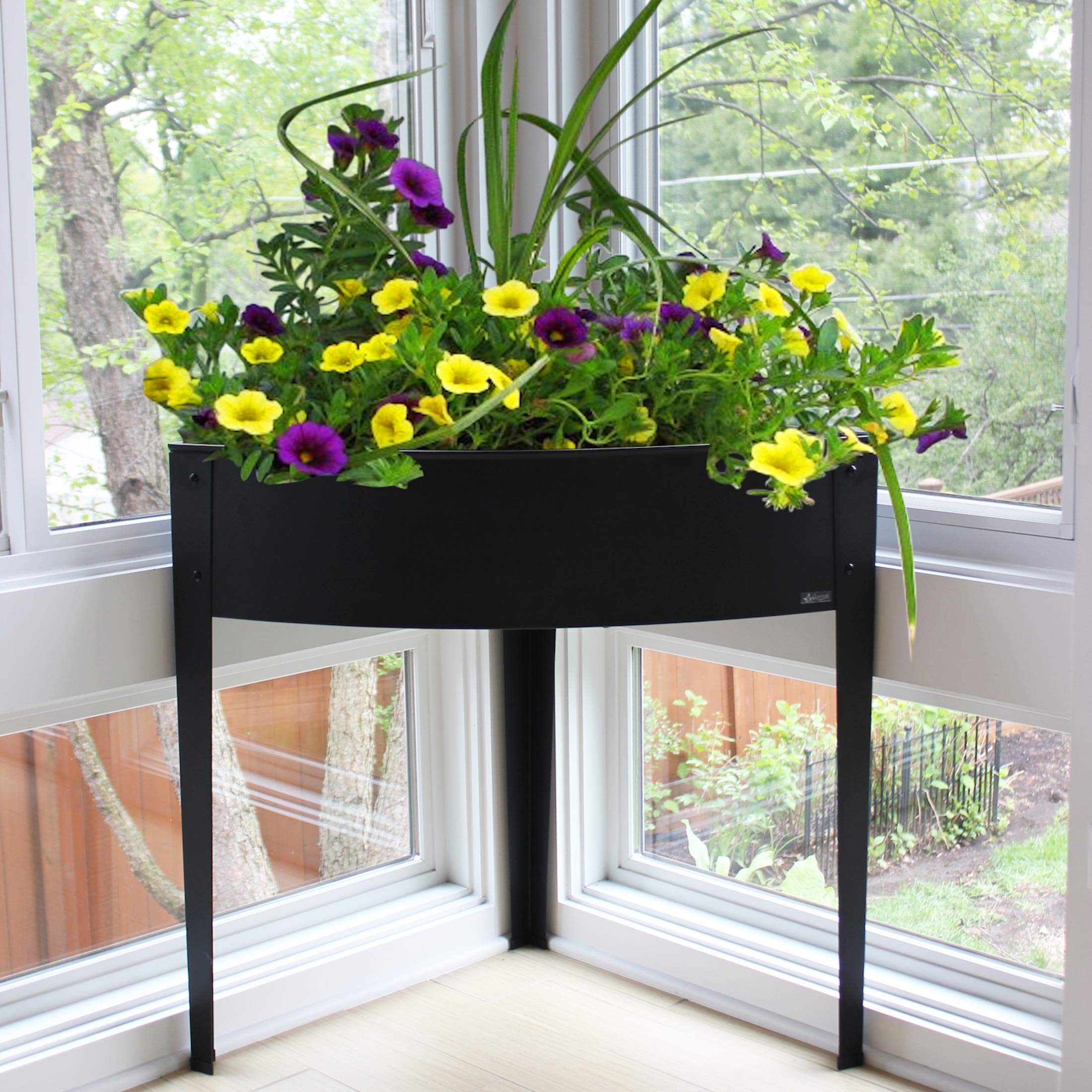 Sturdy Metal Corner Planter Stand for Raised Garden Bed - Indoor/Outdoor Flower Pot, Herb & Vegetable Container Gardening - Perfect for Small Spaces, Balconies & Patios