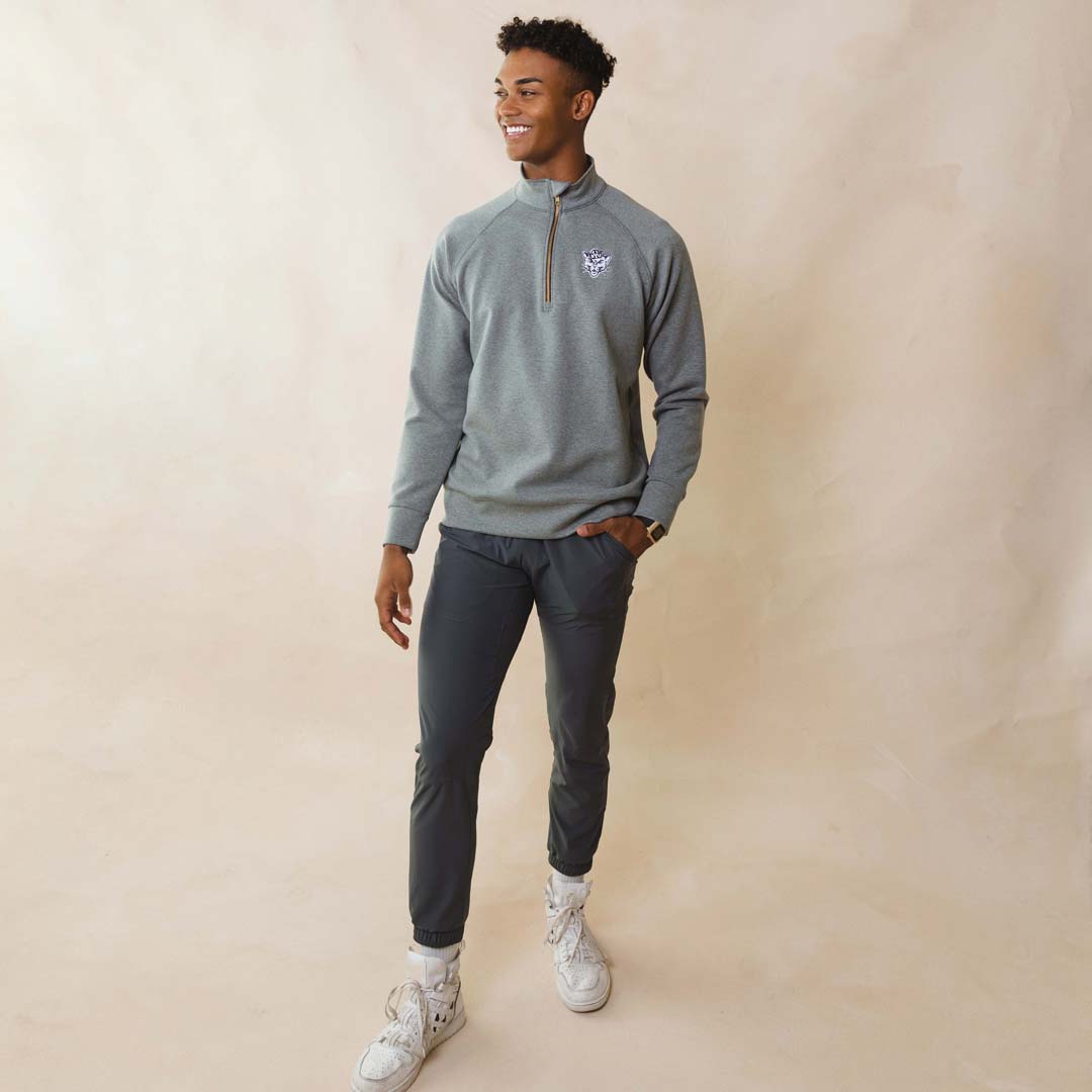 BYU Men's Oxford Zip Up Hoodie - Heather Grey | Casual & Comfortable Pullover for College, Streetwear & Everyday Wear