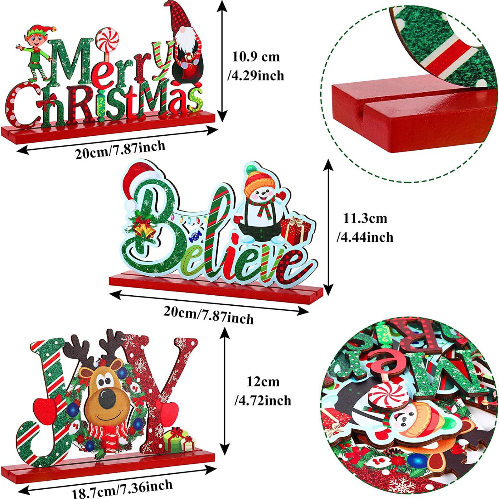 Blulu 3-Piece Christmas Table Decor Set - Wooden Snowman Farmhouse Centerpieces for Holiday Parties, Indoor Xmas Decorations (Chic Style) | Perfect for Dining Tables, Mantels & Festive Home Decor