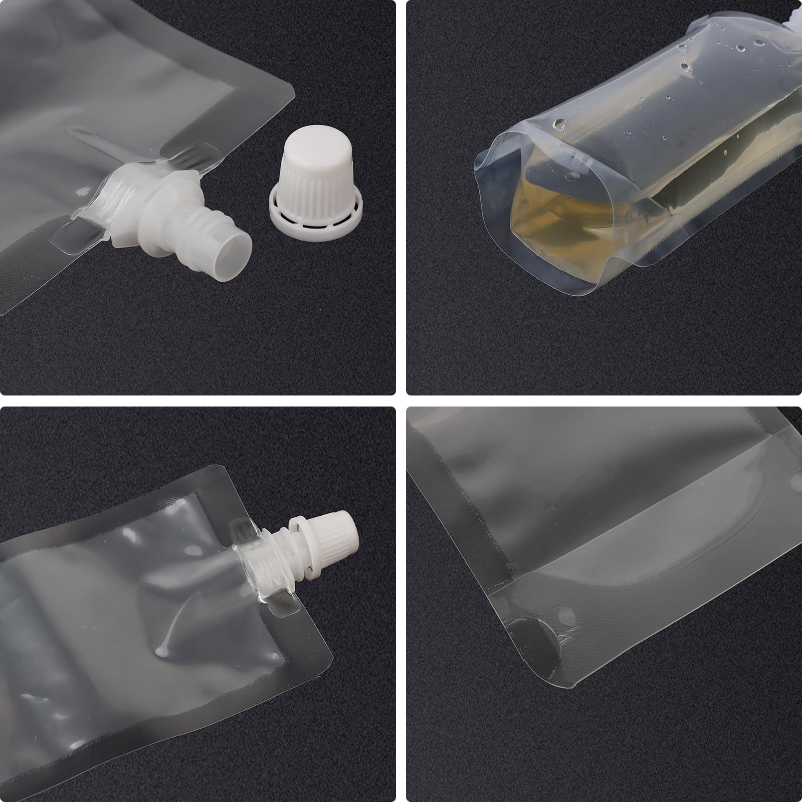 100 PCS Custom Drink Bags with Spout | Personalized 3.25 oz Clear Drink Pouches | Full Color Printing for Parties, Events & On-the-Go Hydration