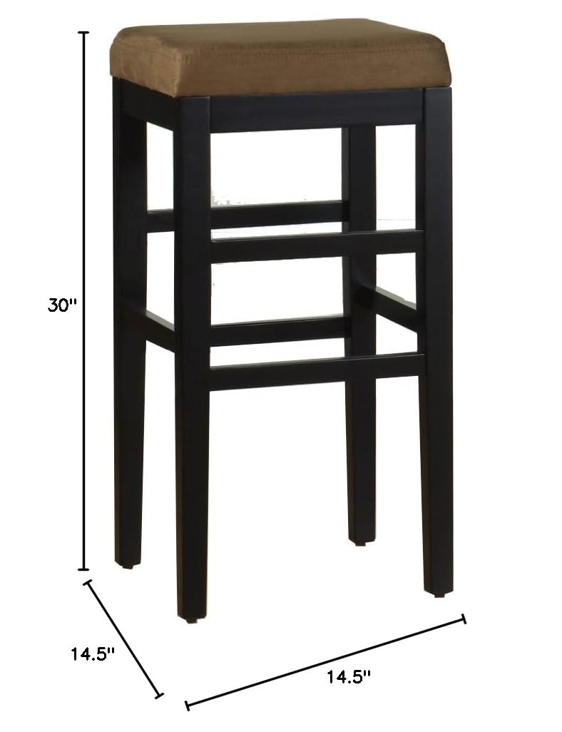 Armen Living Sonata 30-Inch Stationary Bar Stool - Brown Microfiber Upholstery with Black Metal Legs - Perfect for Kitchen Islands, Breakfast Bars & Home Decor