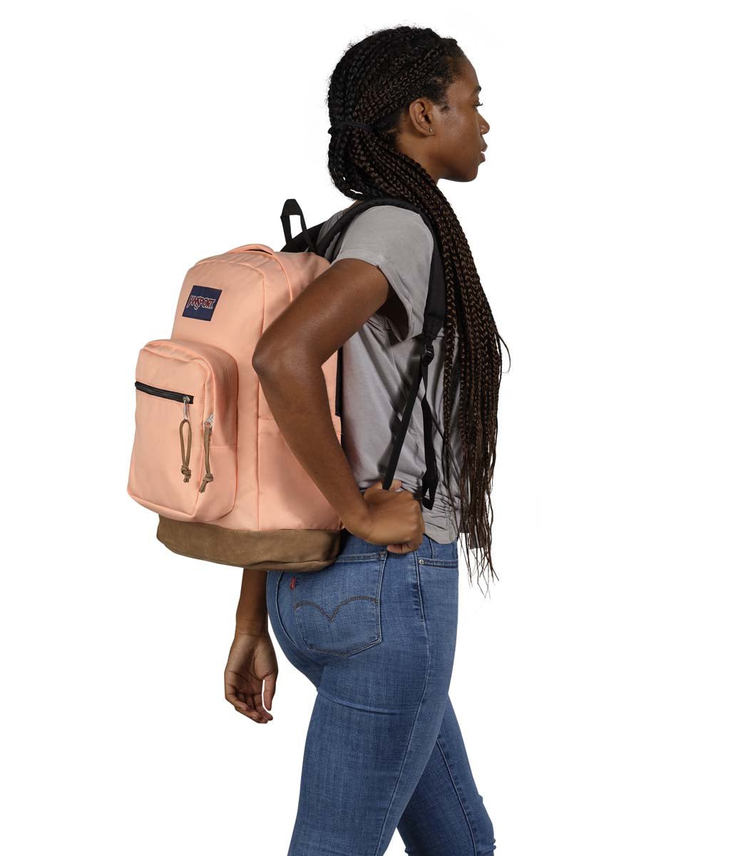 JanSport Right Pack Backpack - Lightweight School & Travel Backpack for Students & Commuters, Peach Neon - Perfect for College, Hiking & Everyday Use