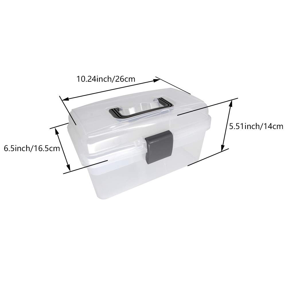 Auniwaig Plastic Tool Box with Removable Tray - 10.2 x 6.5 x 5.5 Inches Translucent Storage Organizer for Tools, Hardware Parts, Toys & Art Supplies - Perfect for Home, Garage, Workshop & DIY Projects
