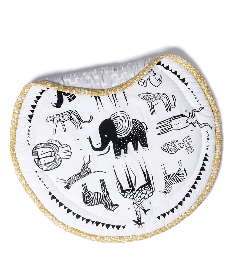 Organic Safari Quilted Baby Playmat by Wee Gallery - Soft, Non-Toxic & Washable Activity Mat for Tummy Time, Crawling & Floor Play - Perfect Nursery & Travel Essential for Infants & Toddlers