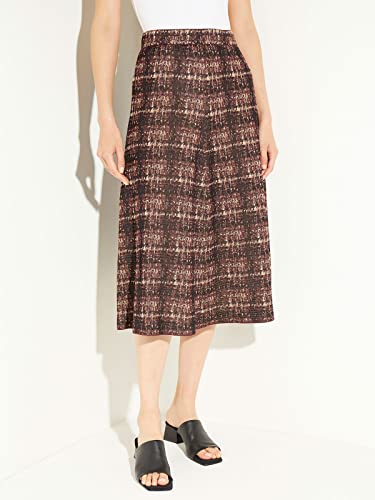 Plaid Knit A-line Midi Skirt (Mahogany/Italian Clay/Biscotti/Black)