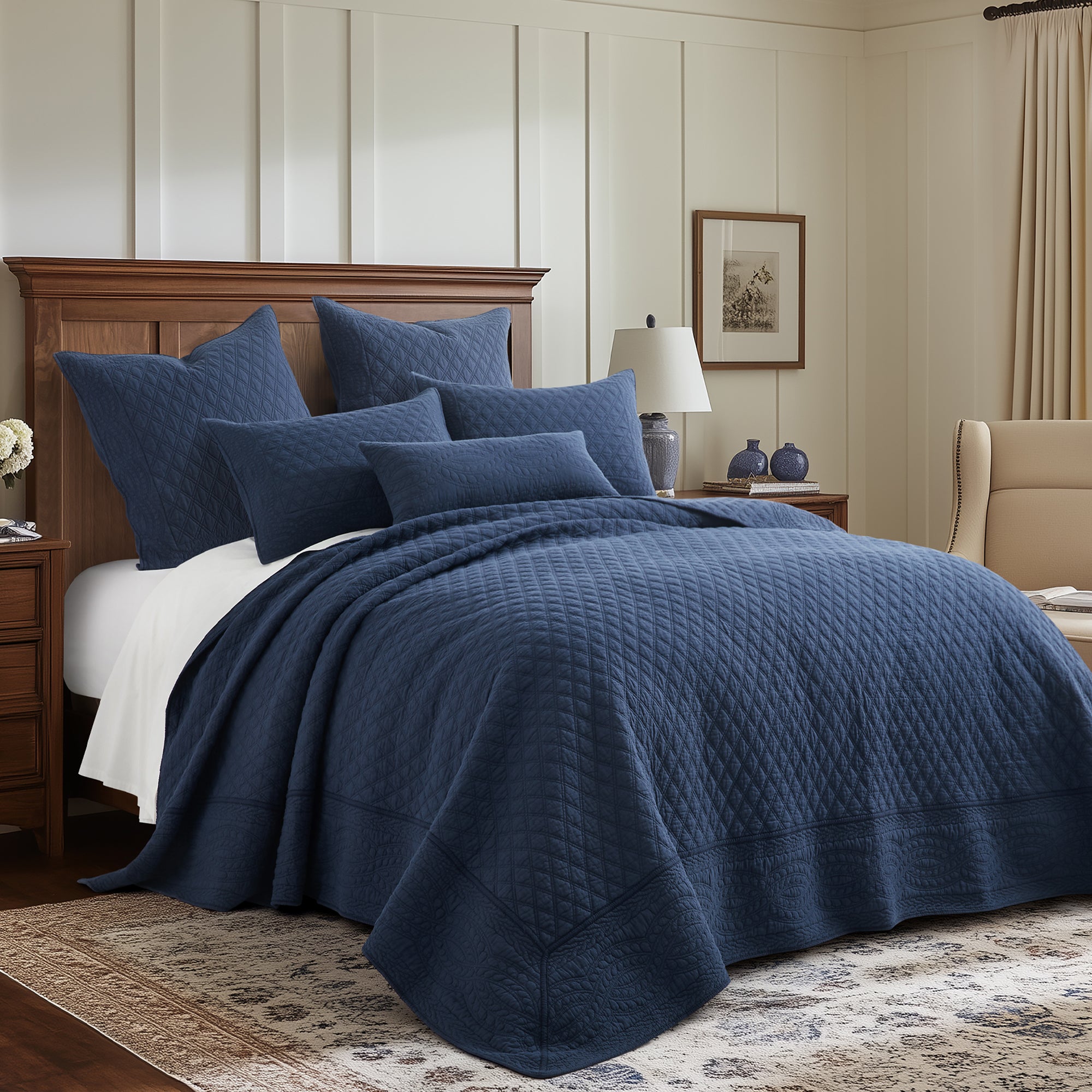 Luxury Ballou Bedspread Set - Soft & Breathable Queen Size Bedding - Perfect for Master Bedroom, Guest Room & Hotel Decor