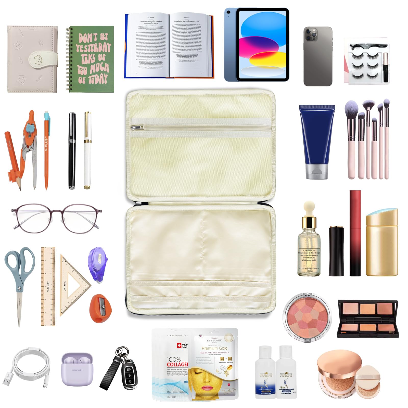 Waterproof PU Leather Book Sleeve with Zipper - 12.6
