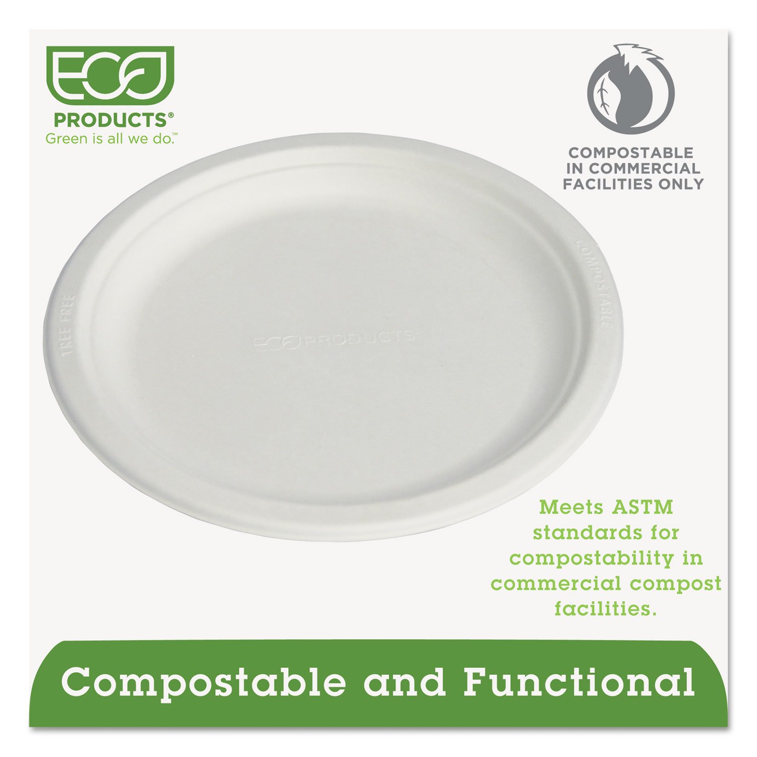 Eco-Products EPP013 9-Inch Compostable Sugarcane Plates - 500 Count, Biodegradable & Eco-Friendly Dinnerware for Parties, Picnics & Events