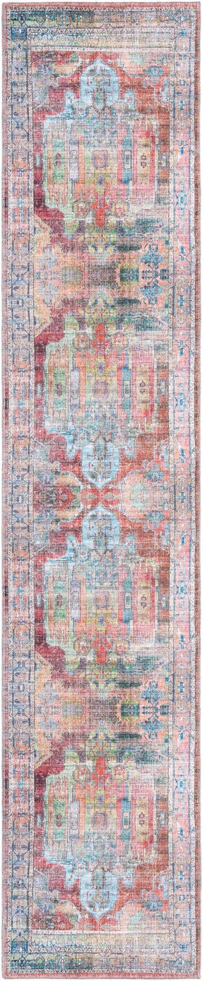 Maahru Collection Washable Rug – 13 Ft Runner Multi Low-Pile Rug for Hallways & Entryways | Durable & Easy-Clean Non-Slip Carpet for High Traffic Areas | Perfect for Home, Office & Commercial Spaces