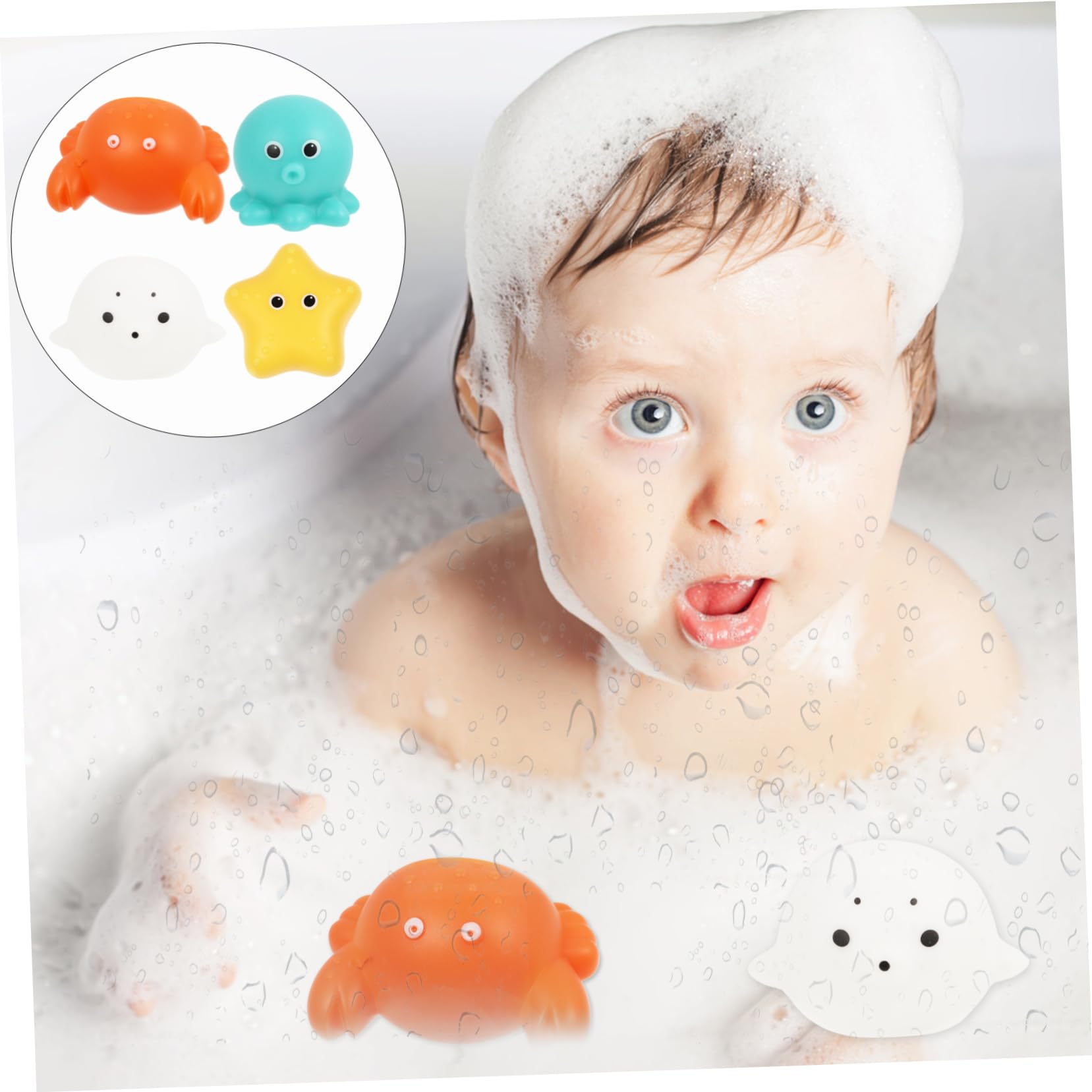 DRESSOOS 4-Piece Light Up Floating Water Toys - Glow in Dark Bath & Pool Toys for Kids, Fun Learning Sea Lion Vinyl Bathtub Toys for Toddlers | Perfect for Night Swimming, Sensory Play & Bath Time Fun