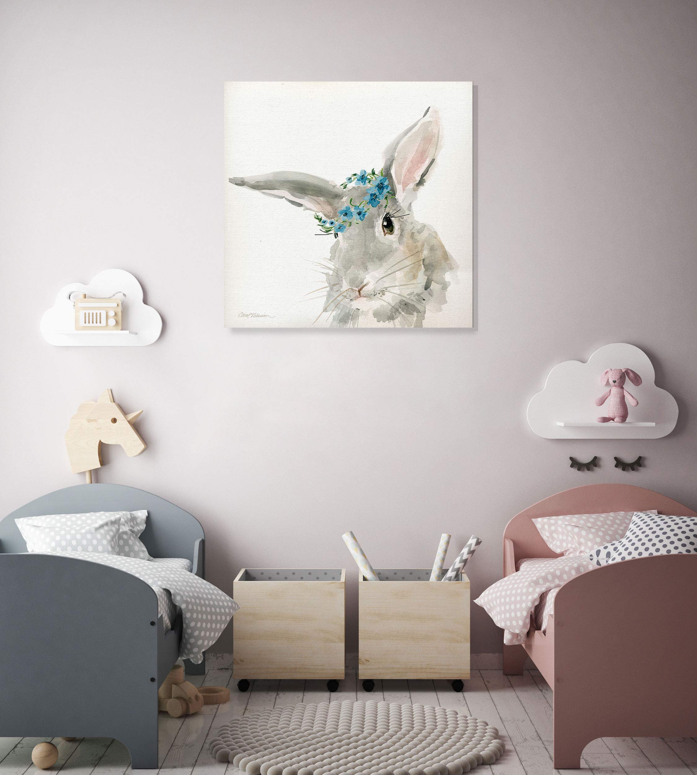 Glamour Girls Rabbit Wall Art - 16x16 Inch Nursery Decor, Kids Room & Playroom Animal Print - Perfect for Baby Shower Gifts & Children's Bedroom Decoration