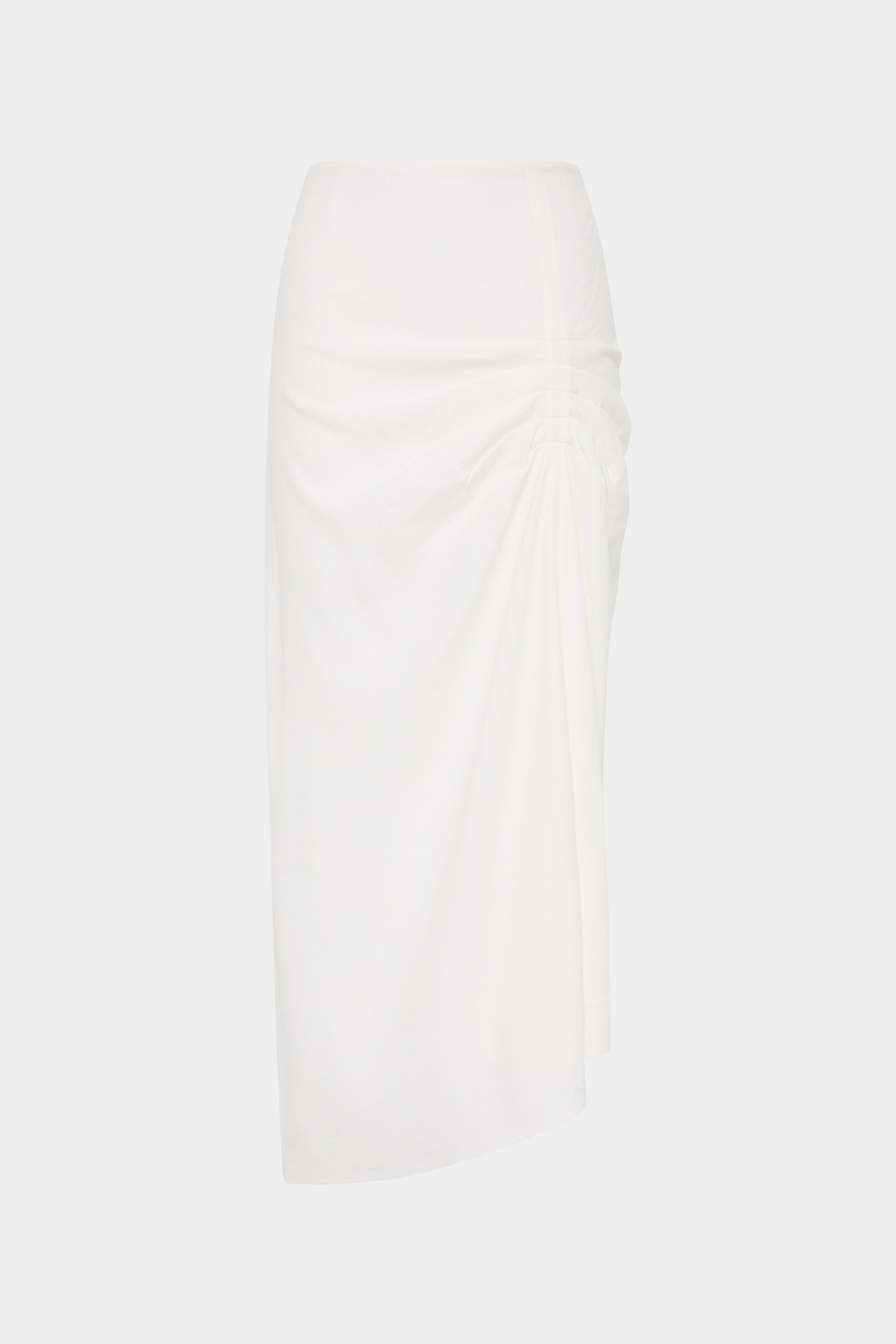 Elegant Dorian Ruched Midi Skirt for Women - Stretchy High Waist Bodycon Pencil Skirt - Perfect for Office, Party, and Date Night Outfits