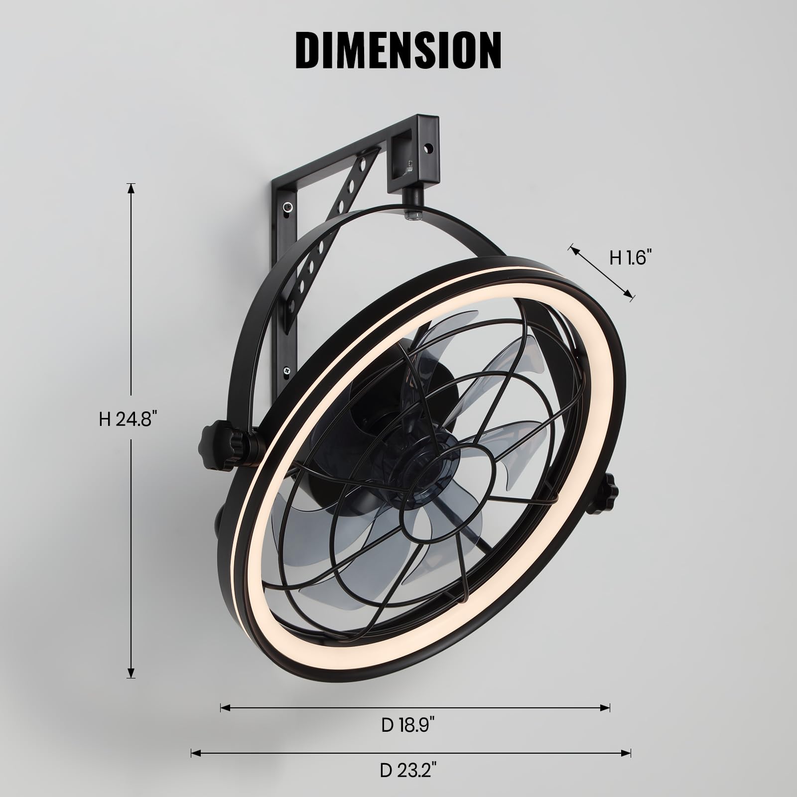 Siljoy 21 Inch Wall Mount Fan with Remote - 6-Speed Industrial Wall Mounted Fan with LED Light & Timer for Bedroom, Garage, Warehouse, Greenhouse - Perfect for Cooling Covered Patios and Indoor Spaces