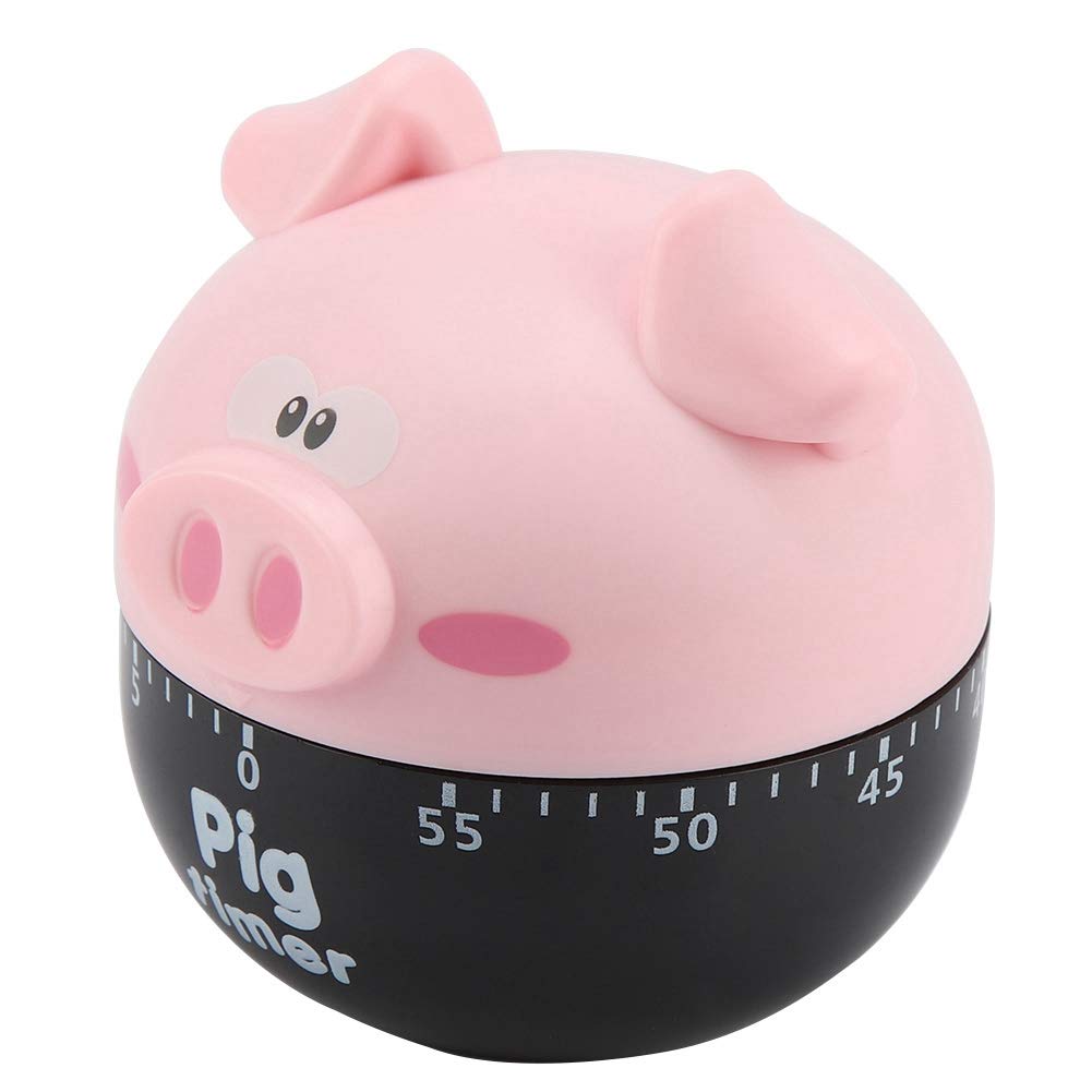 Cute Cartoon Pig Kitchen Timer - 55 Mins Mechanical Countdown Timer for Cooking, Baking, and Study - Easy to Use Mini Timer for Home, Office, and Classroom
